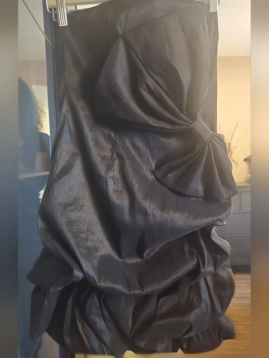 Daisy Strapless Black Taffeta Cocktail Dress with Side Bow Size S - Picture 2 of 8